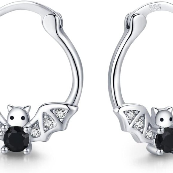 Hypoallergenic Panda/Unicorn/Hummingbird/Dolphin Hoop Earrings for Women 925 Ste